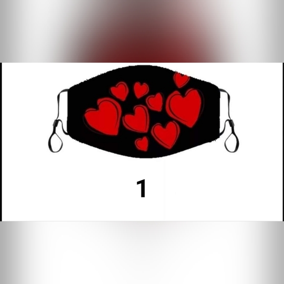 Heart Facemasks, Adult in 5 Designs, Lot of  35 - Picture 10 of 14